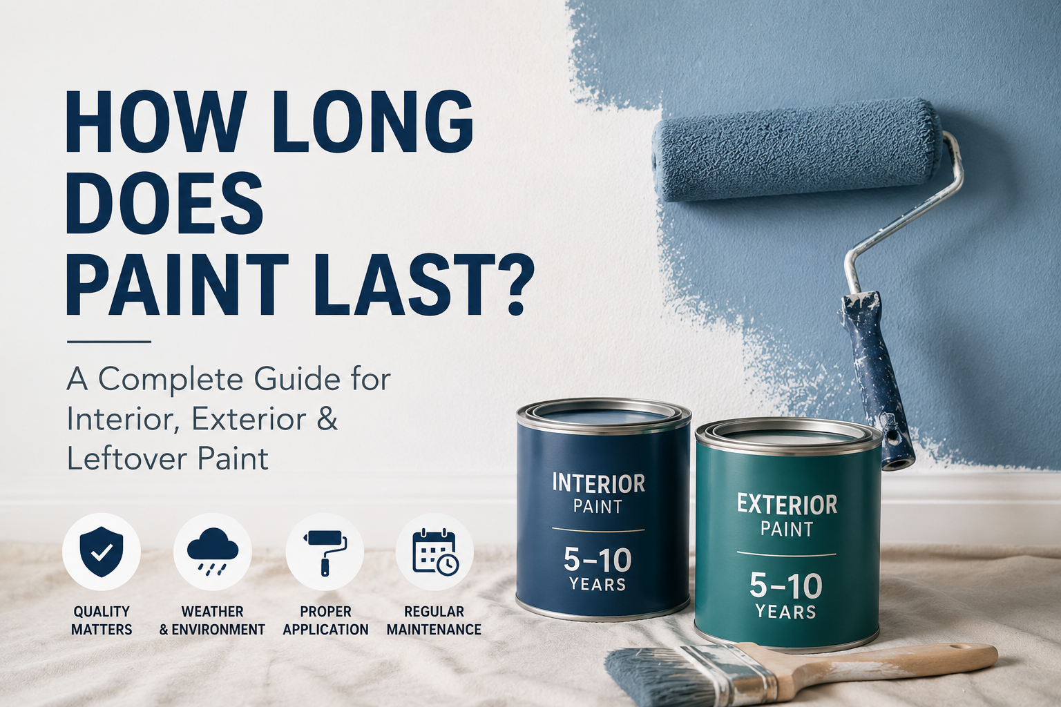 How long does paint last for interior, exterior, and leftover paint.