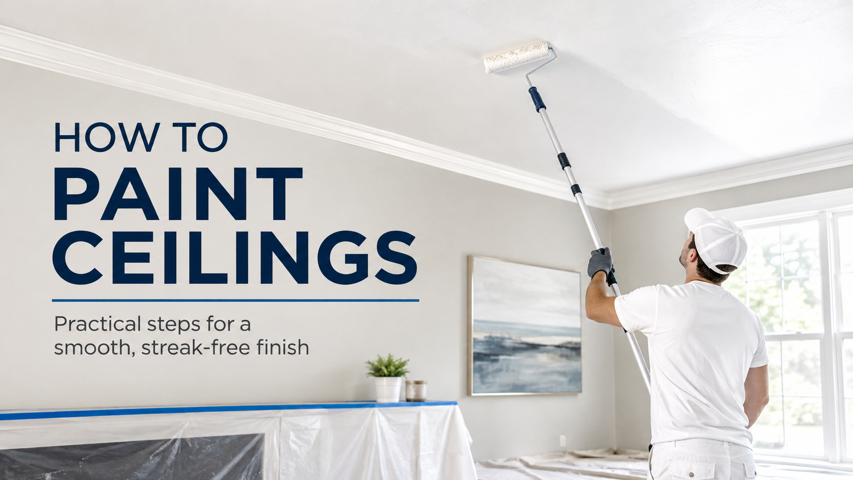 How to paint ceilings using a roller for a smooth, streak-free finish.