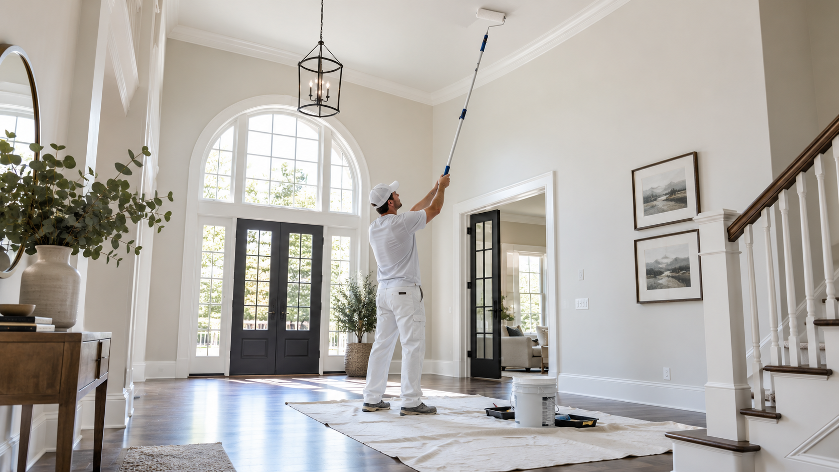 How to paint a high ceiling